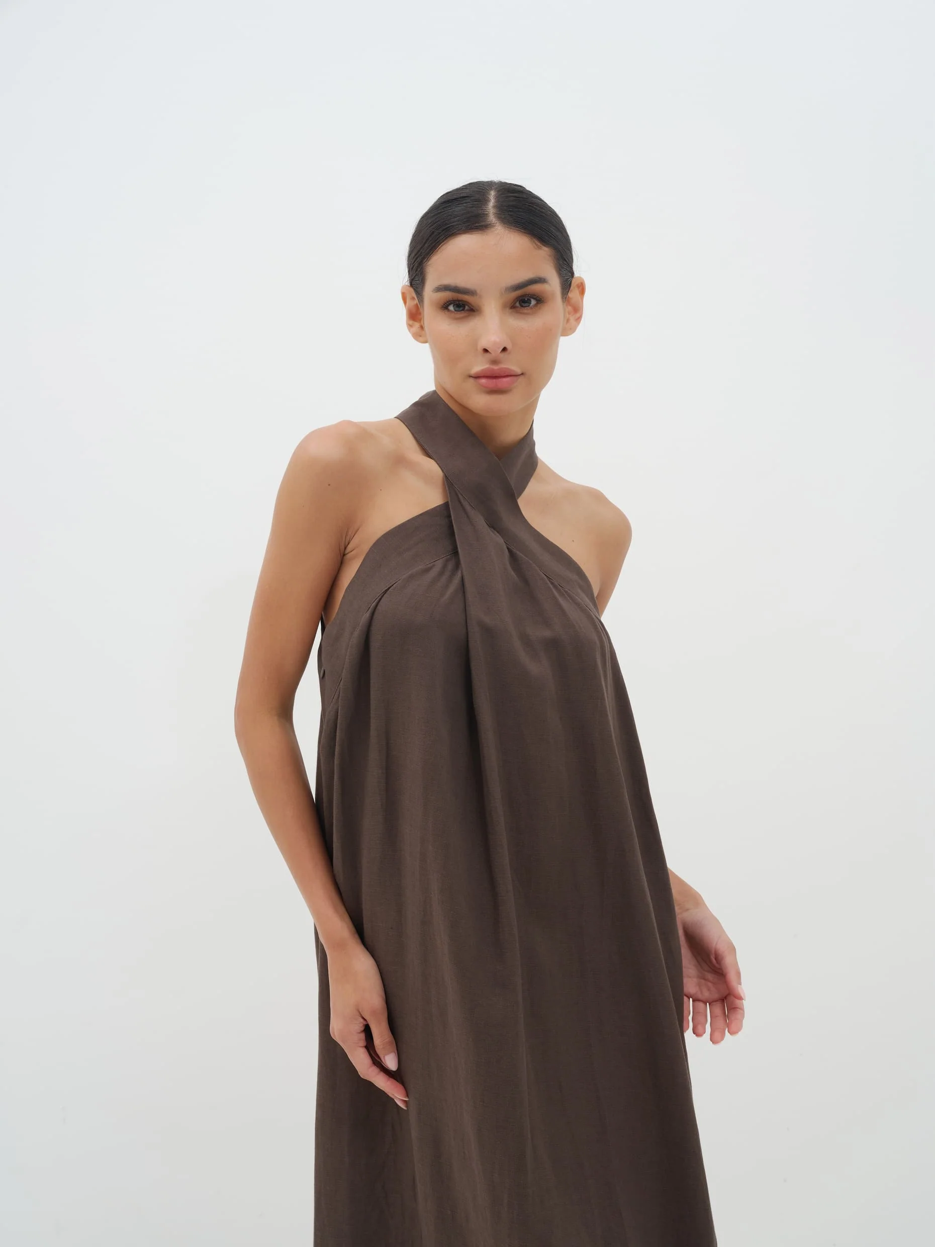 Mélina Crisscross Linen Maxi Dress - Image 4