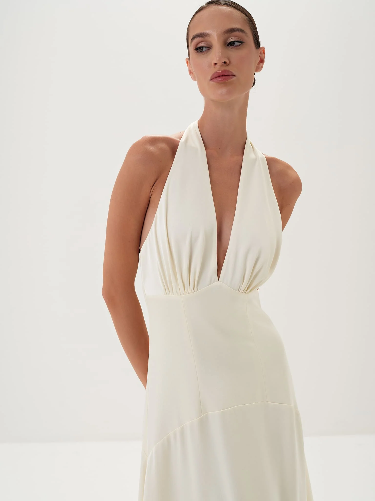 Serena Backless Halter Gown in Satin - Image 10