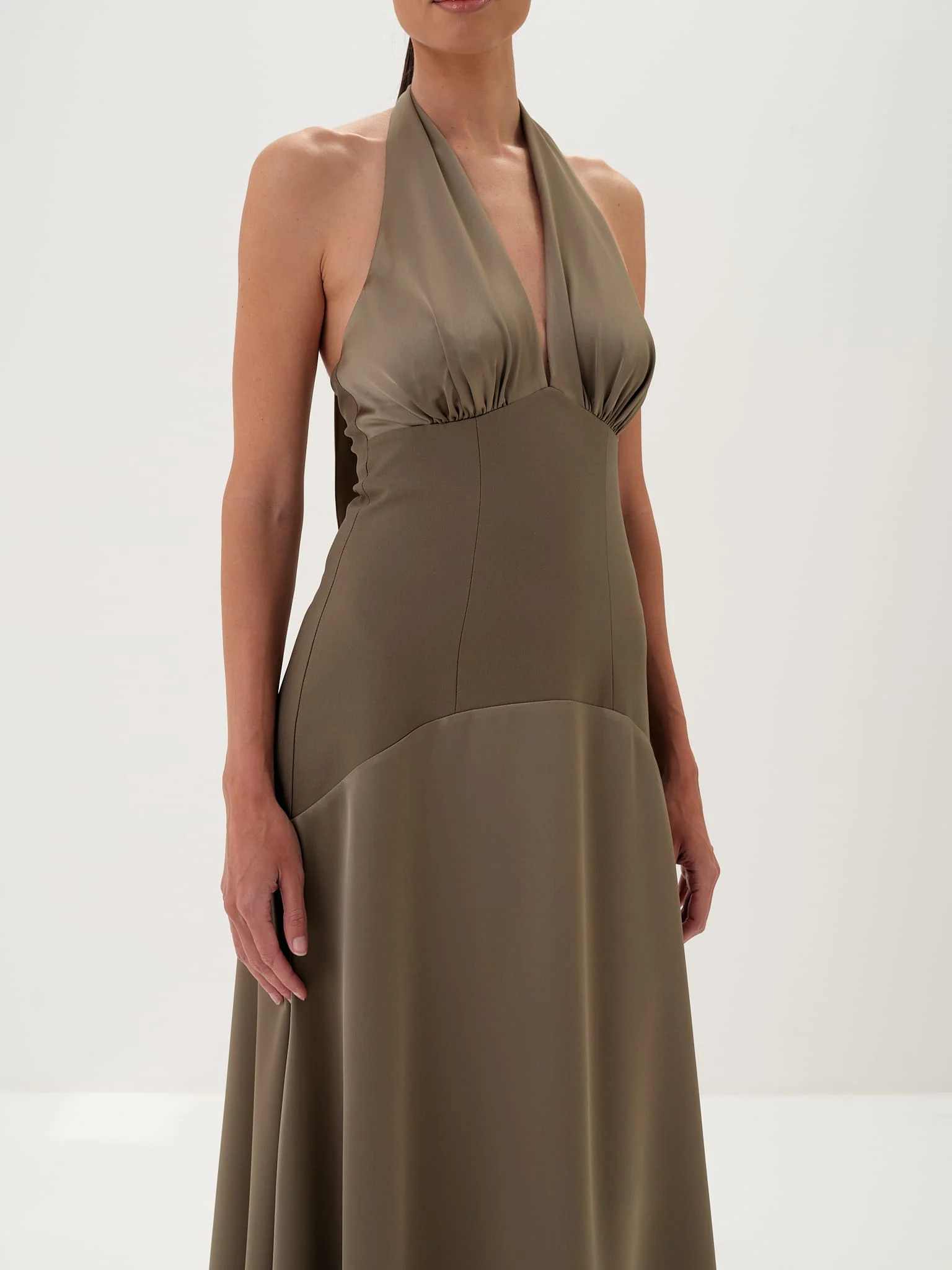 Serena Backless Halter Gown in Satin - Image 3