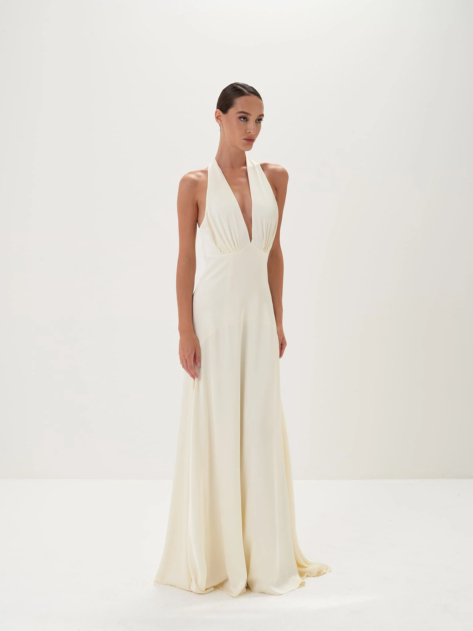 Serena Backless Halter Gown in Satin - Image 6