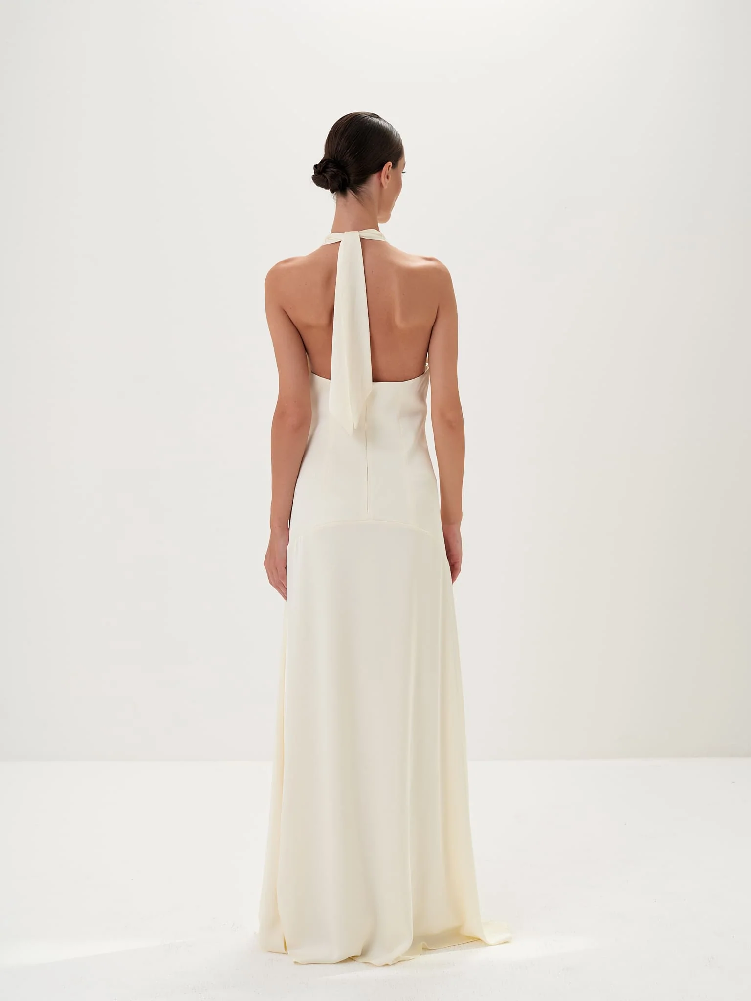 Serena Backless Halter Gown in Satin - Image 8
