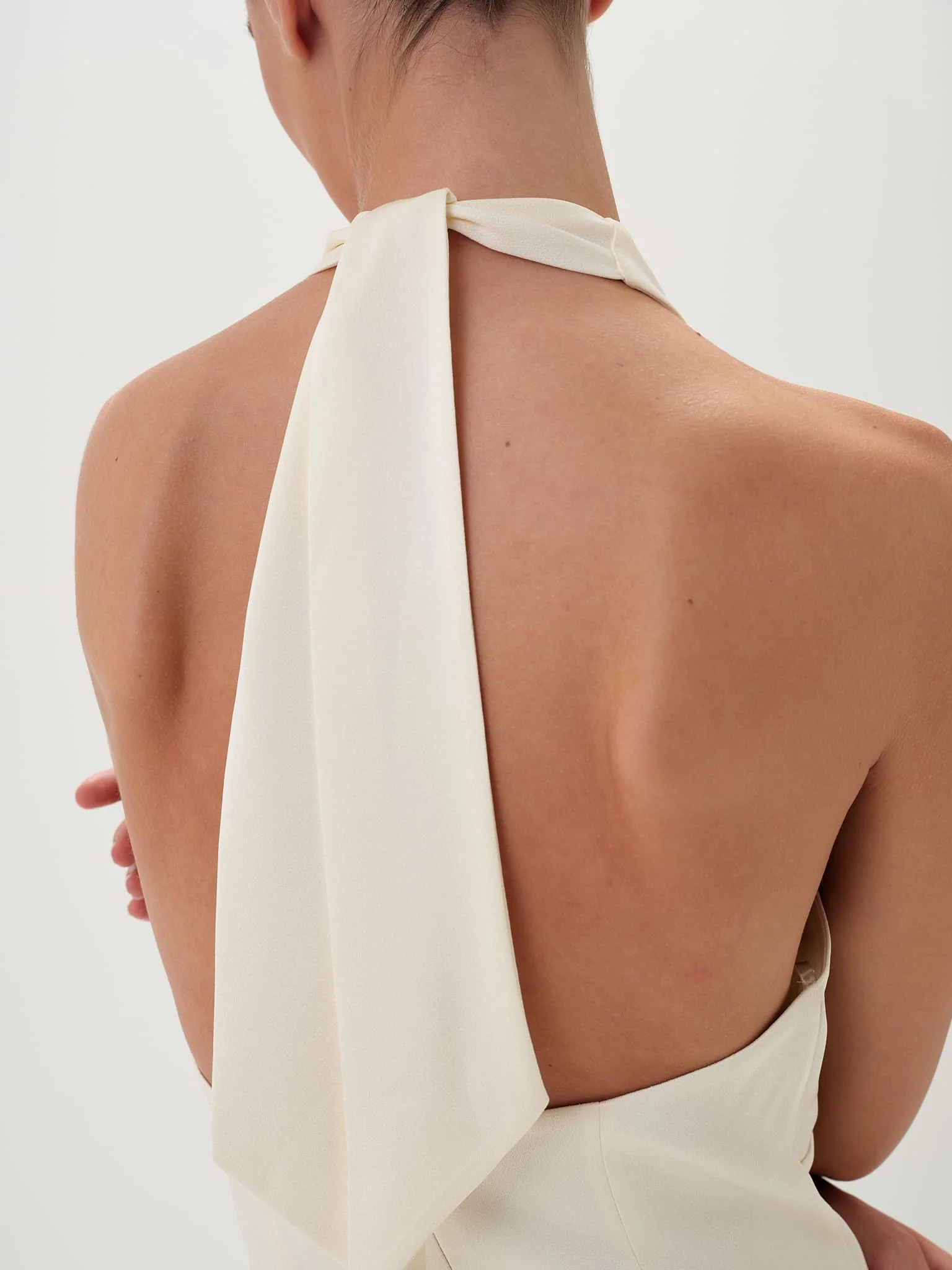 Serena Backless Halter Gown in Satin - Image 9